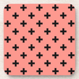 Porta-copo Black polka crosses on peach