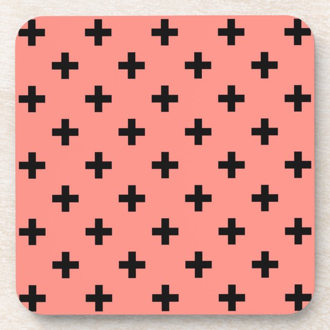 Porta-copo Black polka crosses on peach (Frente)