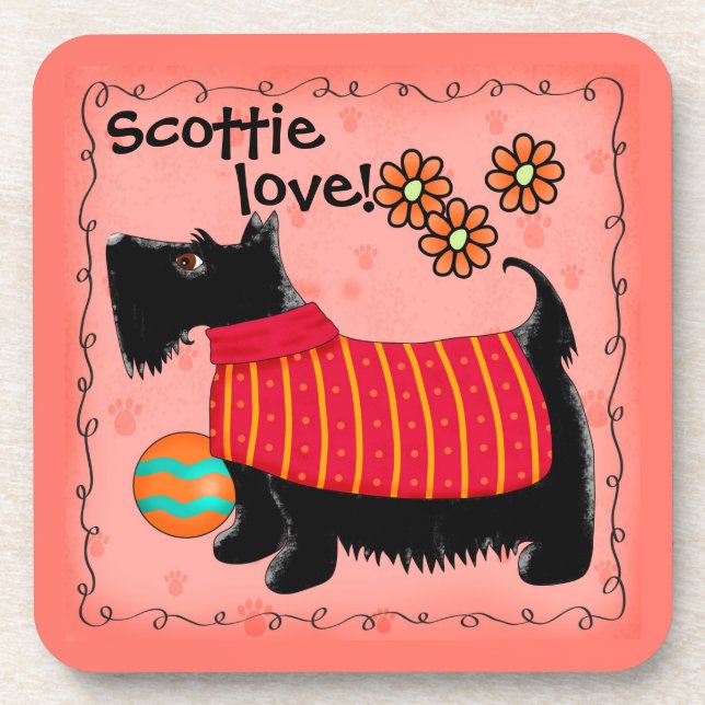 Porta-copo Black Scottie Terrier Dog Love Personalizado Green (Frente)