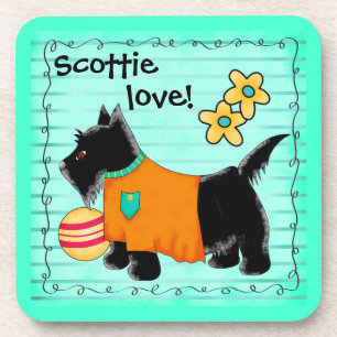 Porta-copo Black Scottie Terrier Dog Love Personated Teal