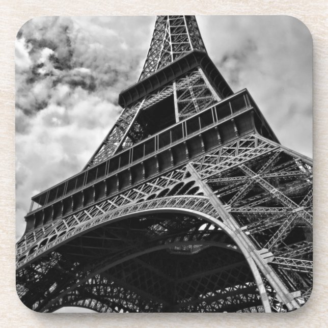 Porta-copo Black White Eiffel Tower Paris Europe Viagem (Frente)