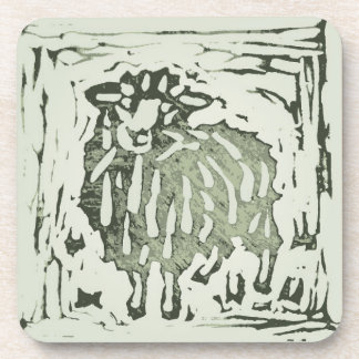 Porta-copo Block Print Sheep Donkey Quilt - green sheep.
