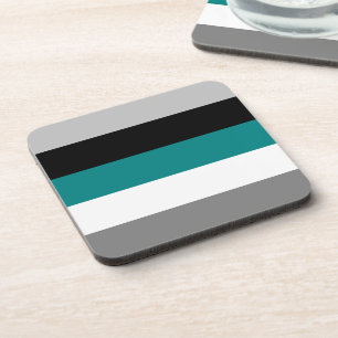 Porta-copo Bloco de Cor Azul Turquesa Cinza Preto