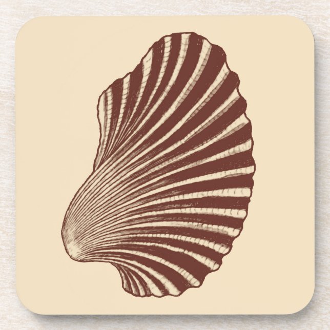 Porta-copo Bloco de Shell Scallop Impressão, Castanho e bege (Frente)