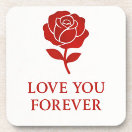Porta-copo Blooming Red Rose Forever Message Valentine