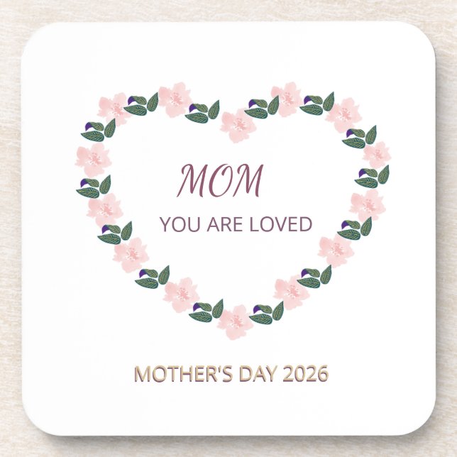 Porta-copo Blossoming Peony Heart Mom Message (Frente)