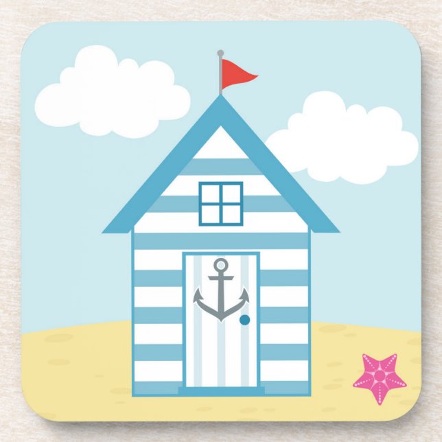 Porta-copo Blue and White Beach Hut (Frente)