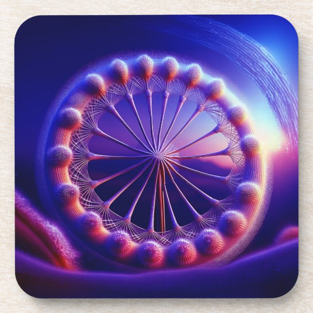 Porta-copo Blue Dandelion Fractal (Frente)