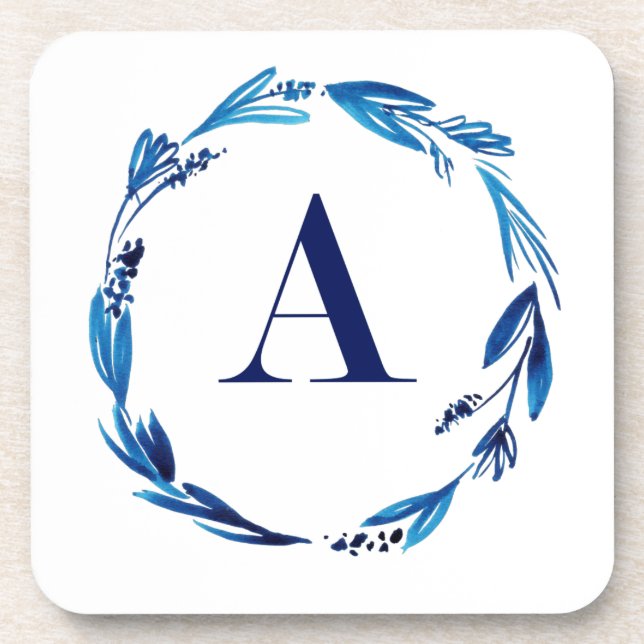Porta-copo Blue Floral Wreath 'A' (Frente)