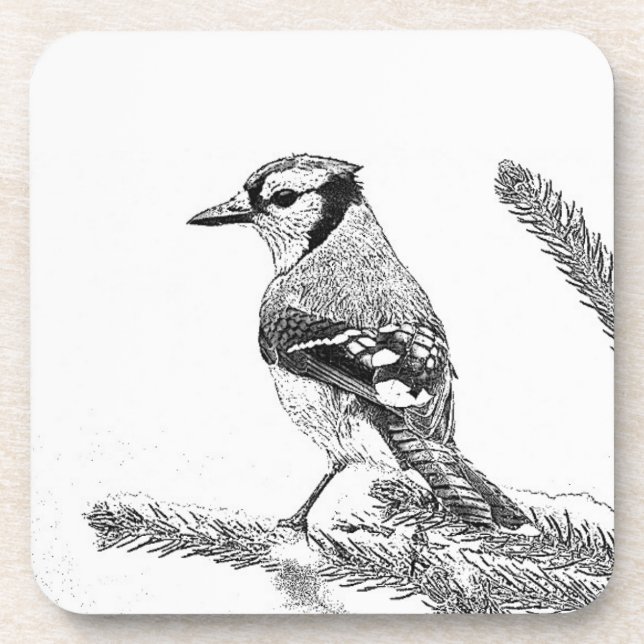 Porta-copo Blue Jay no esboço do inverno (Frente)