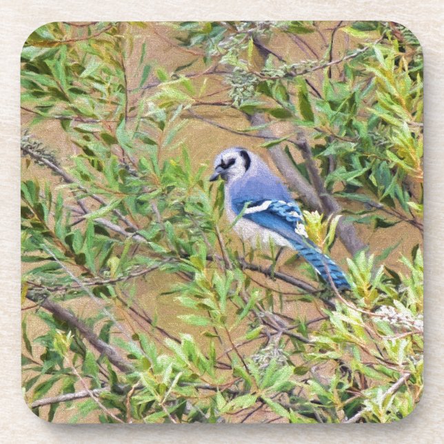 Porta-copo Blue Jay on Wax Myrtle (Frente)