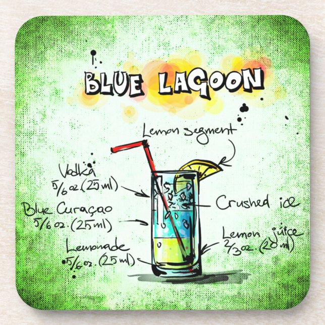 Porta-copo Blue Lagoon Drink Recipe (Frente)