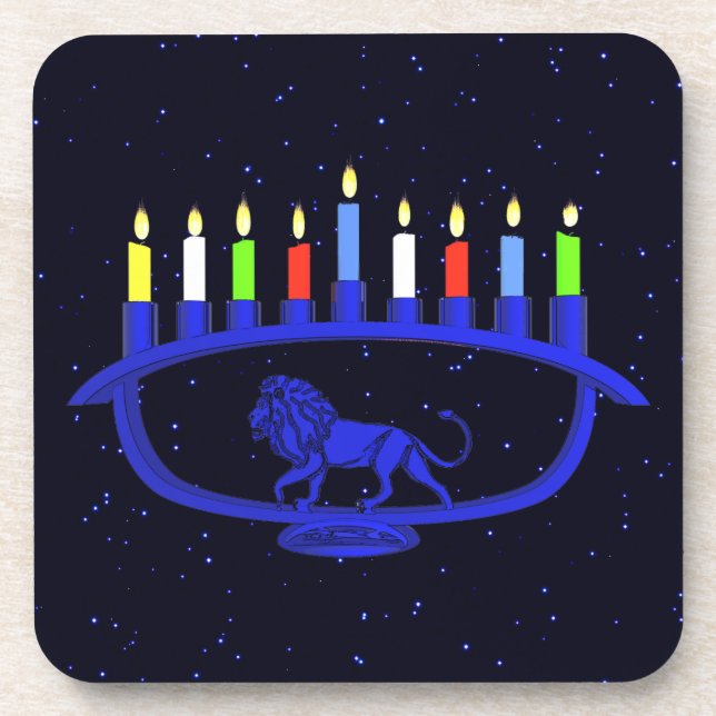Porta-copo Blue Lion Menorah (Frente)