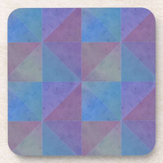 Porta-copo Blue Purple Triangles Geometric Pattern (Frente)