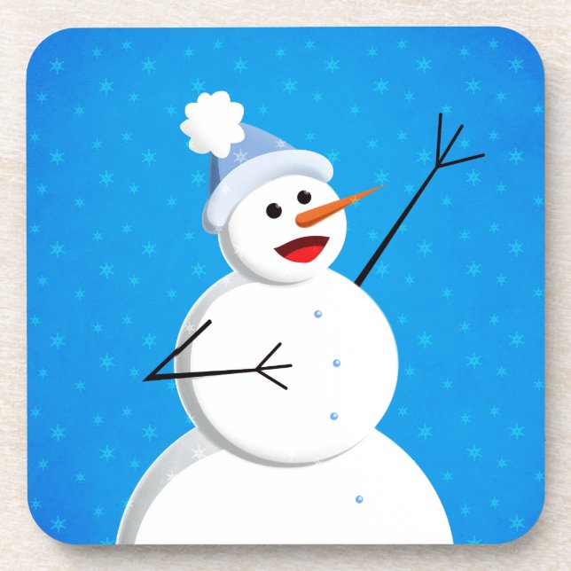 Porta-copo Blue Winter Happy Snowman (Frente)