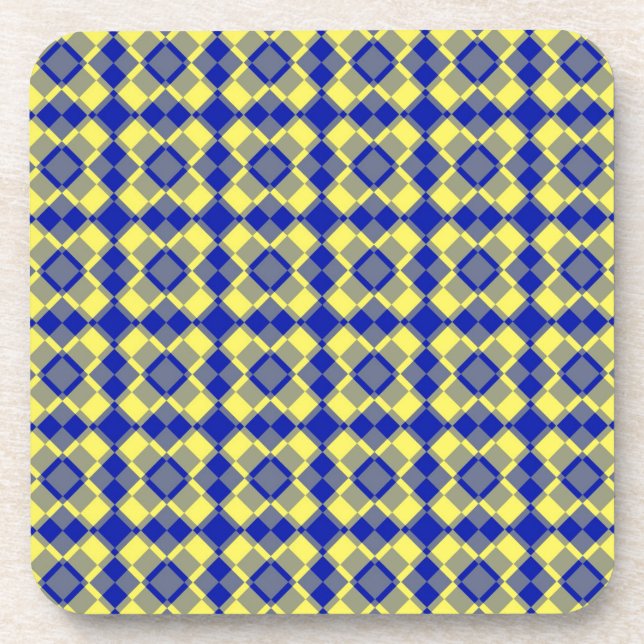 Porta-copo Blue Yellow Checker Argyle Pattern (Frente)