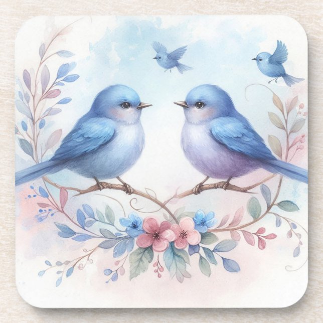 Porta-copo Bluebird Harmony em uma Perch Floral (Frente)