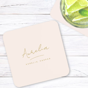 Porta-copo Blush Mínimo de Assinatura Elegante Simples Monogr