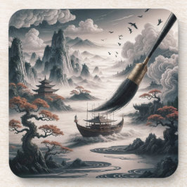 Porta-copo Boat landscape ocean view poetic art