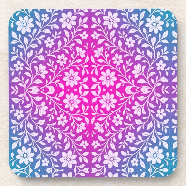Porta-copo Boho Floral Hard plastic coaster (Frente)