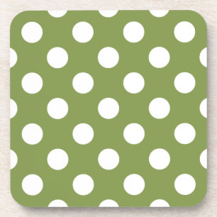 Porta-copo Bolinhas brancas de verde-oliva