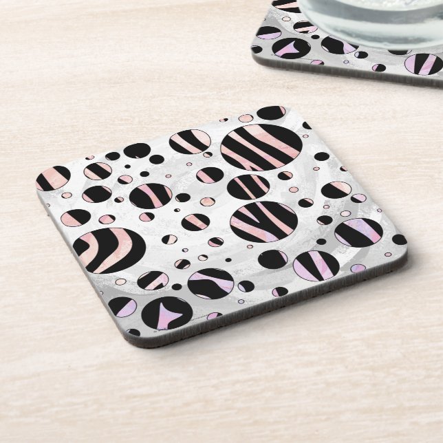 Porta-copo Bolinhas de Zebra Pretas e Rosa (Left Side)