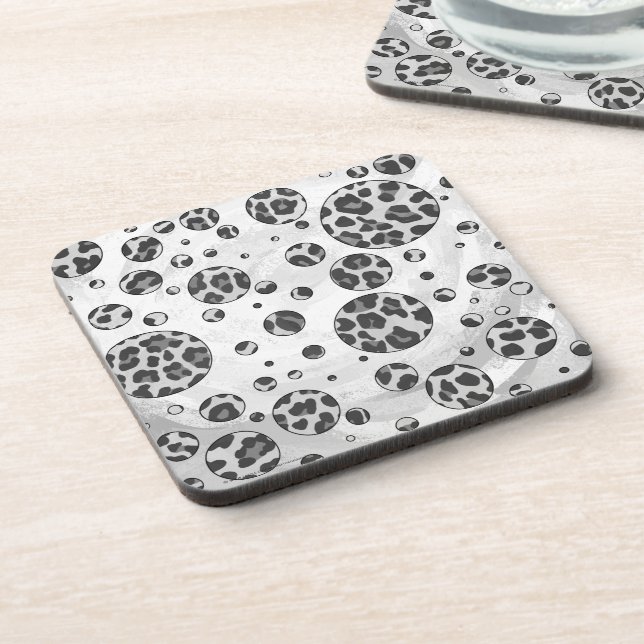 Porta-copo Bolinhas Leopardo Preto e Branco (Left Side)