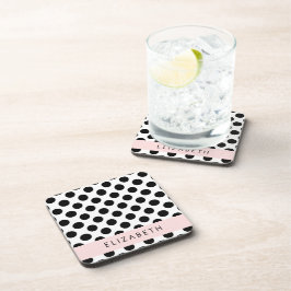 Porta-copo Bolinhas Pretas e Brancas, Pontas, Seu Nome