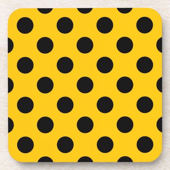 Porta-copo Bolinhas pretas em amarelo (Frente)