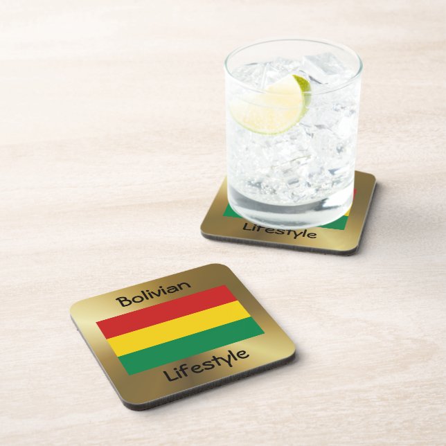 Porta-copo Bolivia Flag+Text Coaster (Lado Direito)