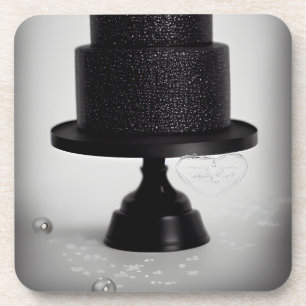 Porta-copo Bolo de Casamento Vintage Preto & Suporte