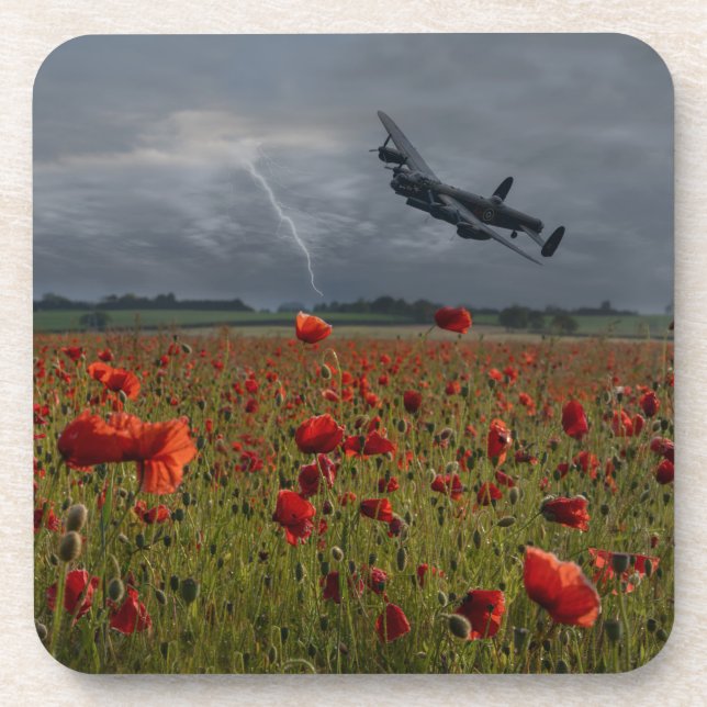 Porta-copo Bombardeiro Lancaster Sobre Um Campo De Pipoca (Frente)