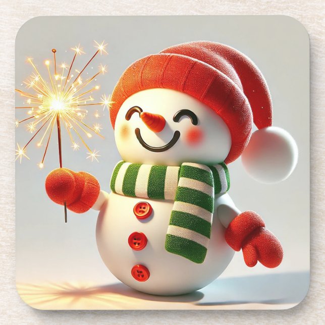 Porta-copo Boneco de Neve Alegre (Frente)