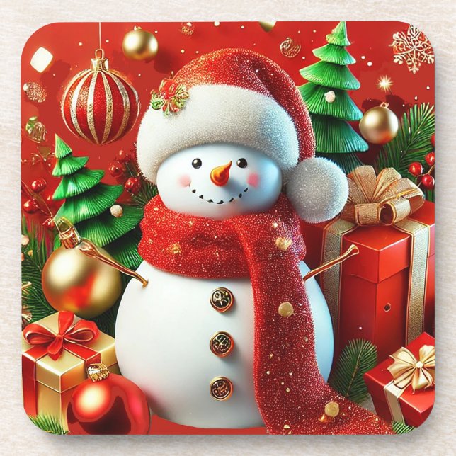 Porta-copo Boneco de Neve Alegre (Frente)