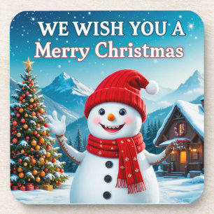 Porta-copo Boneco de Neve Alegre Desejando um Feliz Natal