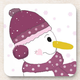 Porta-copo Boneco de Neve com Chapéu Roxo e Cachecol