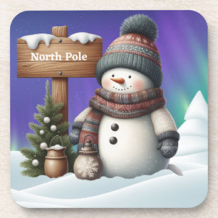 Porta-copo Boneco de neve fofo no Polo Norte com luzes do nor
