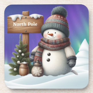 Porta-copo Boneco de neve fofo no Polo Norte com luzes do nor