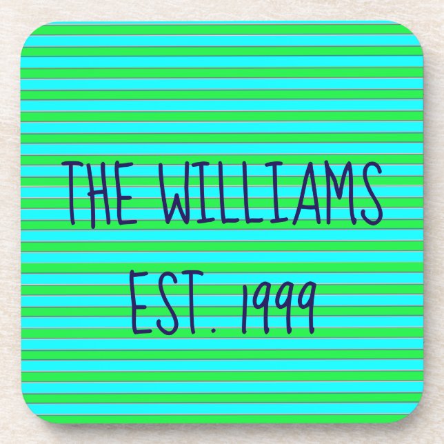 Porta-copo Bonito faixas verdes e azuis (Frente)