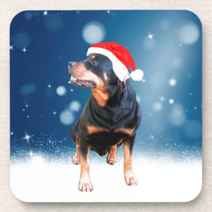 Porta-copo Bonito Rottweiler Cachorro Natal Santa Hat Estrela