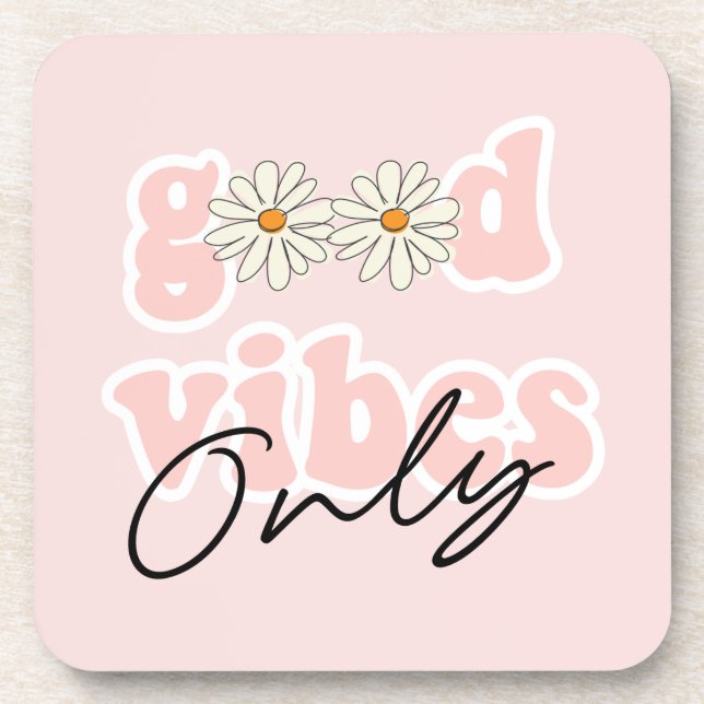 Porta-copo Bons Vibes Apenas Slogan Hippie dos anos 70 (Frente)