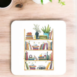 Porta-copo Bookshelf Book Lover Café Tea