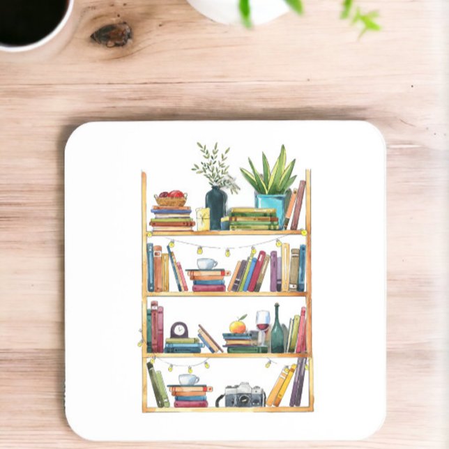 Porta-copo Bookshelf Book Lover Café Tea (Criador carregado)