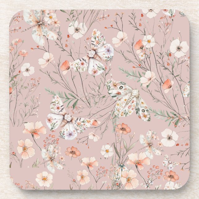 Porta-copo Borboleta Floral Boho Wildflower (Frente)