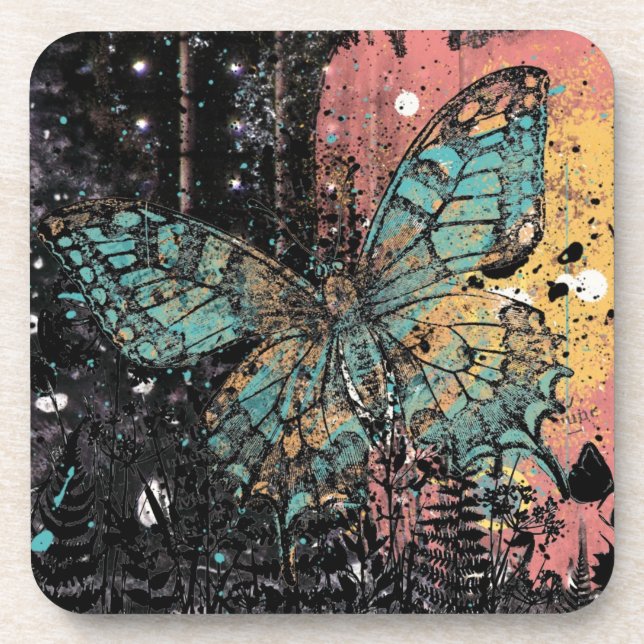 Porta-copo Borboleta Grunge (Frente)