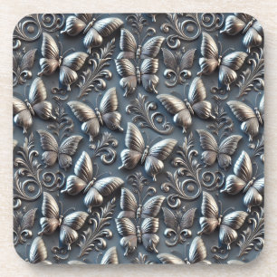 Porta-copo Borboletas prateadas elegantes comcompressa