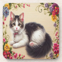 Borda das Flores Coloridas de Gato com Bobtail Jap