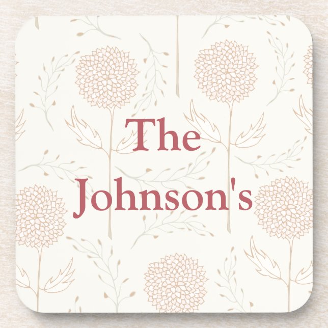 Porta-copo Borgonha e flores brancas (Frente)