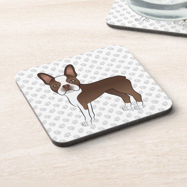Porta-copo Boston Terrier Marrom Cachorro de Desenho Animado  (Left Side)