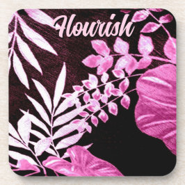 Porta-copo Botanical Tropical Leaves Palm Pink Personalized